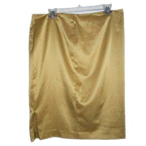 Spiegel Gold Stretch Satin Zippered Detailed Skirt Plus Size. 14